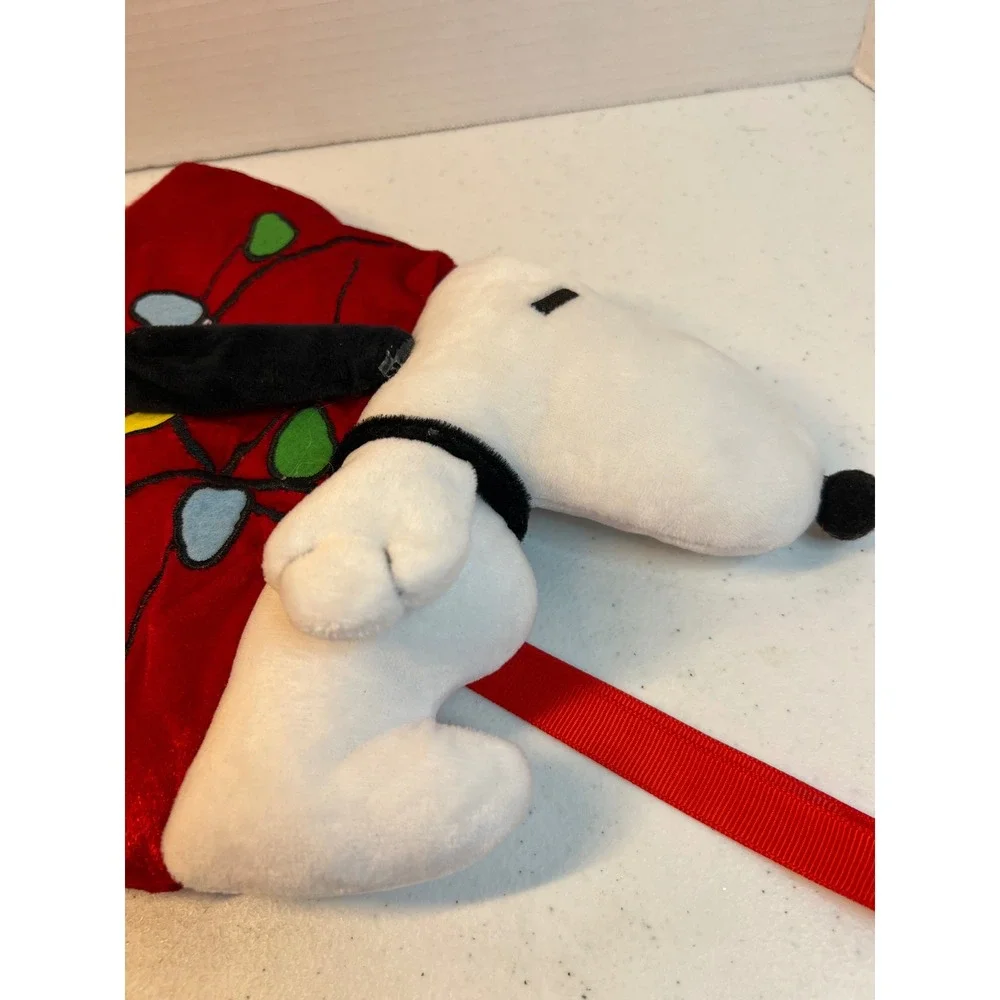 Peanuts Snoopy Christmas Stocking Warm Wishes Red Velvet Plush Holiday Decor 20